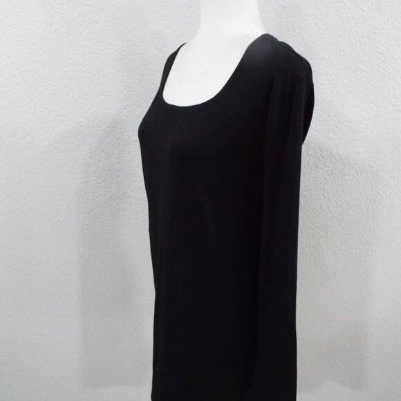 J. Jill Black Long Sleeve Scoop Neckline Layering Tee Neutral Lightweight Sz 2X - Picture 7 of 9